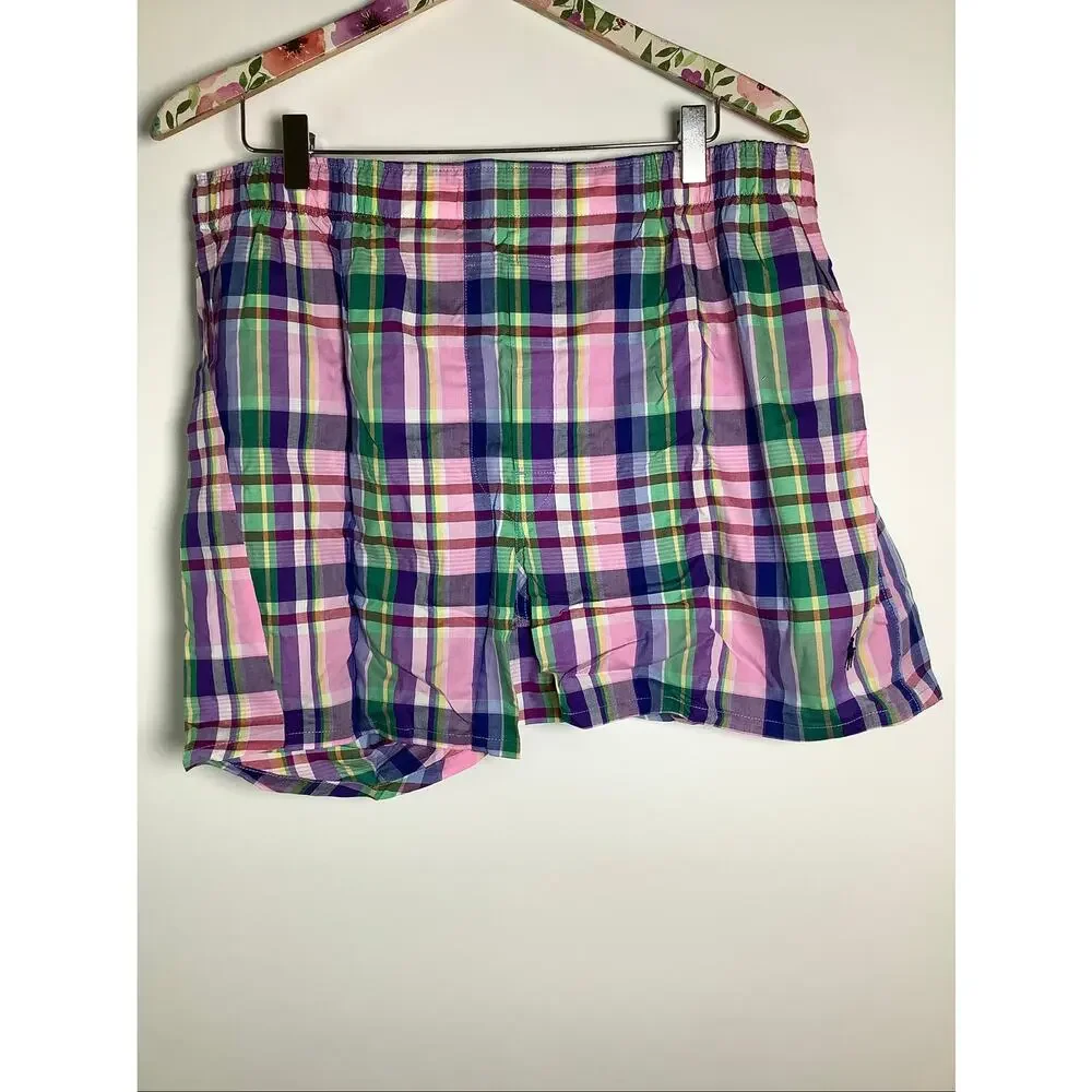 Polo Ralph Lauren Men's L 3 Pack Plaid Classic Cotton Woven Boxers Short C4-4